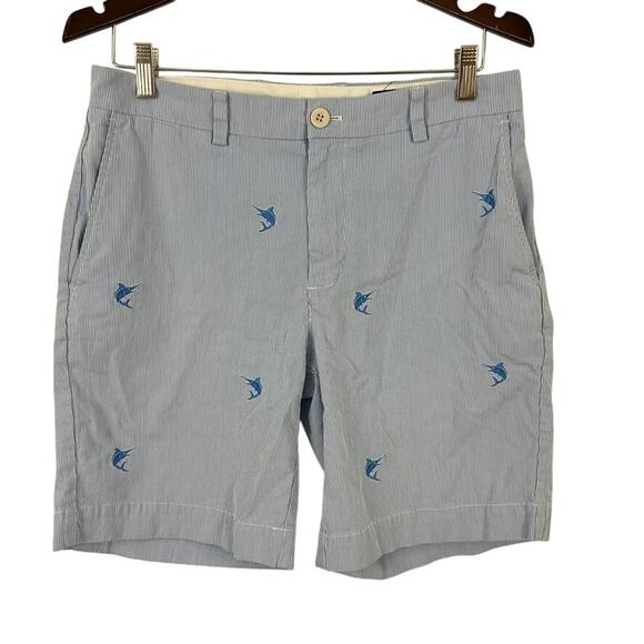 Vineyard Vines Breaker Shorts Stripe Fish Marlin Embroidered Men Size 32 - Picture 1 of 11